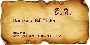 Baricsa Nándor névjegykártya